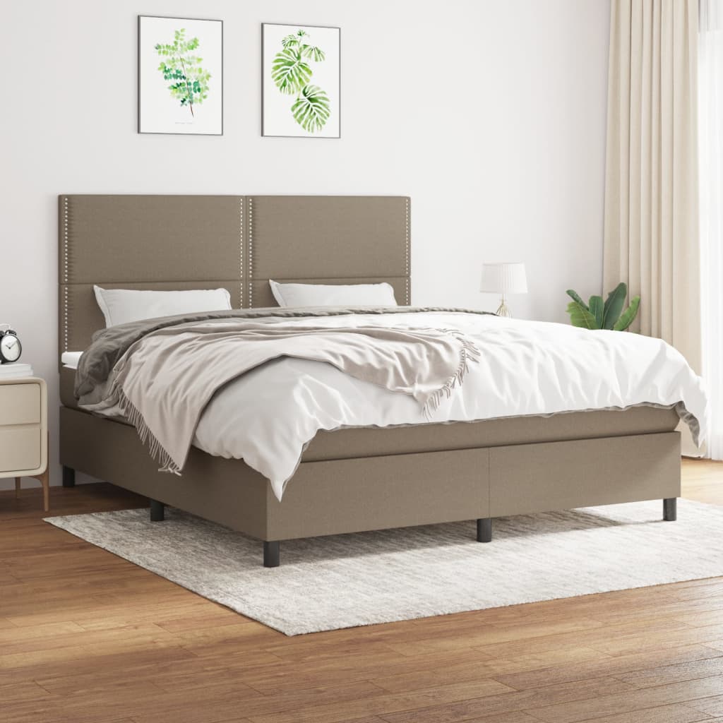 Boxspring met matras stof taupe 180x200 cm is nu te koop bij PeponiXL, paradijselijk wonen!
