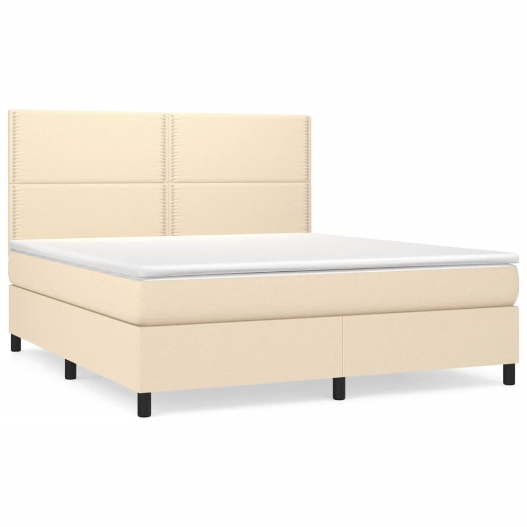 Boxspring met matras stof crèmekleurig 180x200 cm is nu te koop bij PeponiXL, paradijselijk wonen!