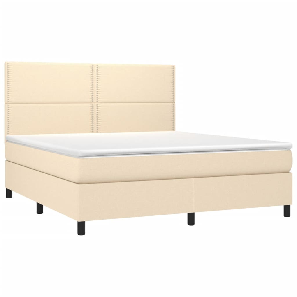 Boxspring met matras stof crèmekleurig 180x200 cm is nu te koop bij PeponiXL, paradijselijk wonen!