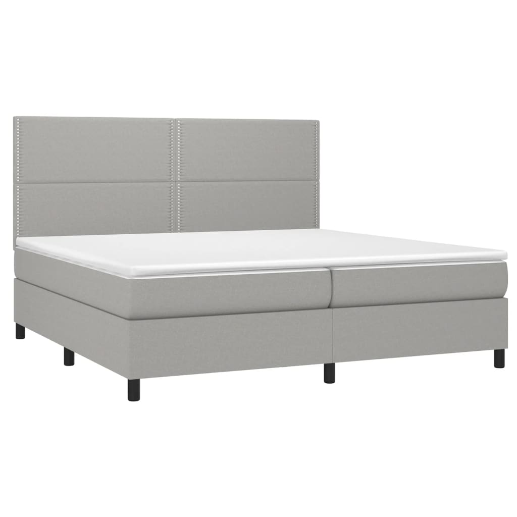 Boxspring met matras stof lichtgrijs 200x200 cm is nu te koop bij PeponiXL, paradijselijk wonen!