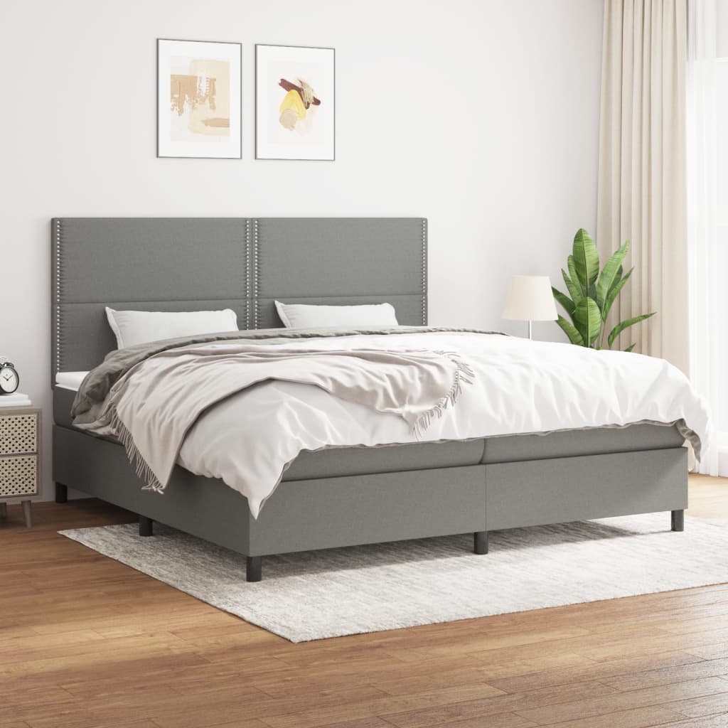 Boxspring met matras stof donkergrijs 200x200 cm is nu te koop bij PeponiXL, paradijselijk wonen!