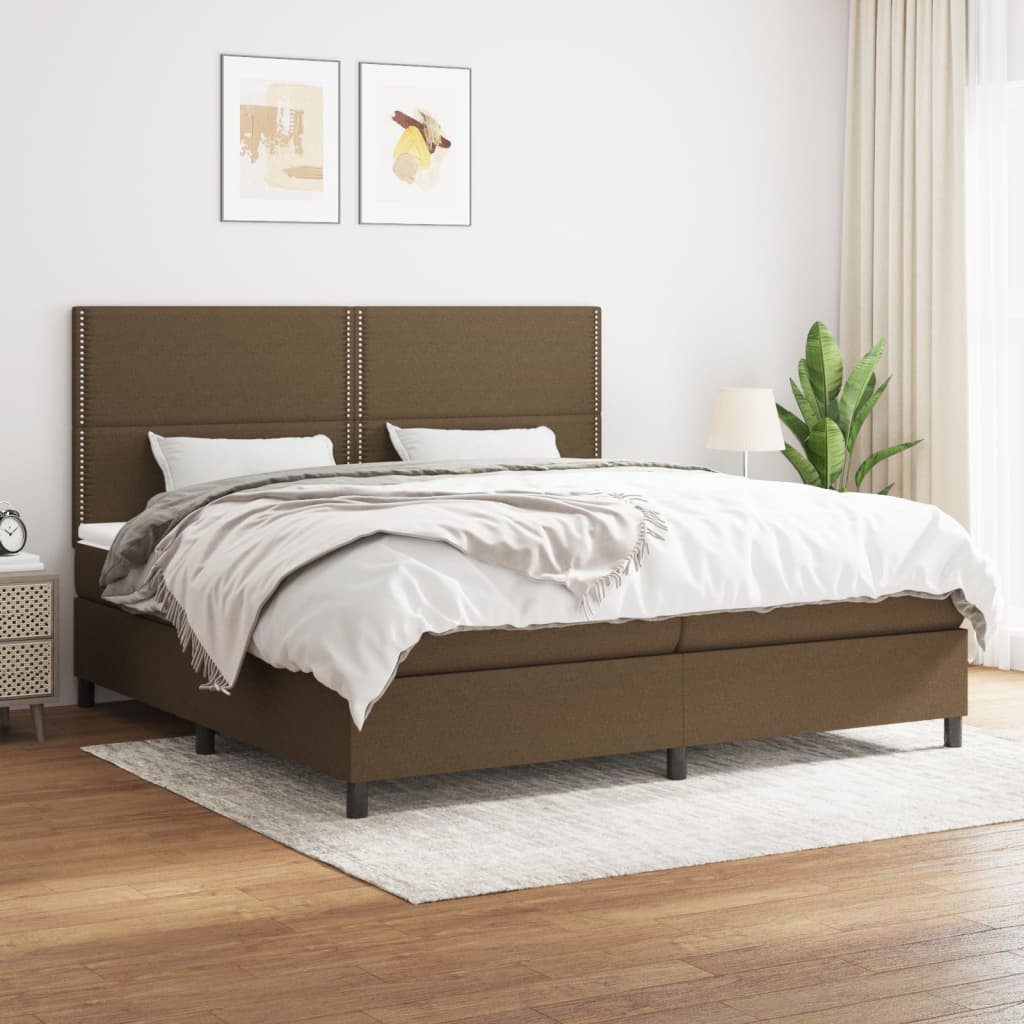 Boxspring met matras stof donkerbruin 200x200 cm is nu te koop bij PeponiXL, paradijselijk wonen!