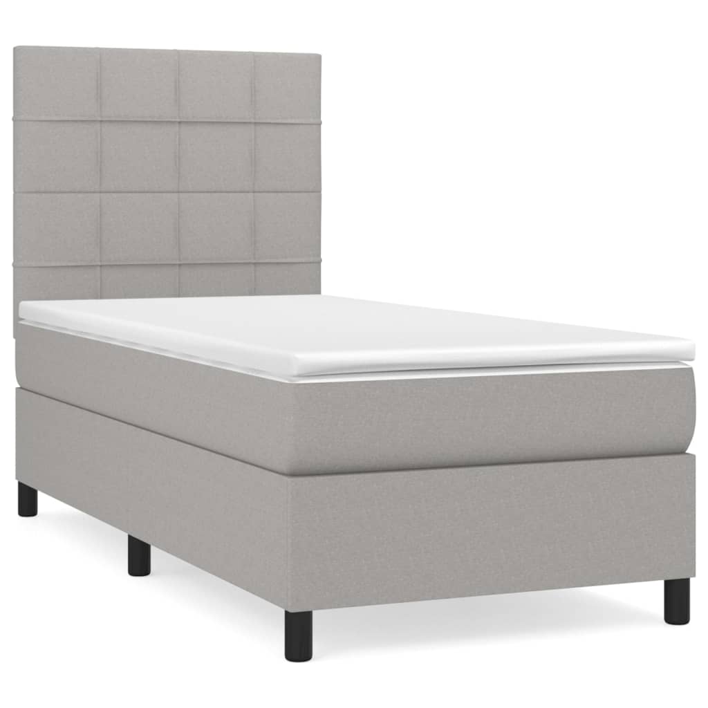 Boxspring met matras stof lichtgrijs 80x200 cm is nu te koop bij PeponiXL, paradijselijk wonen!