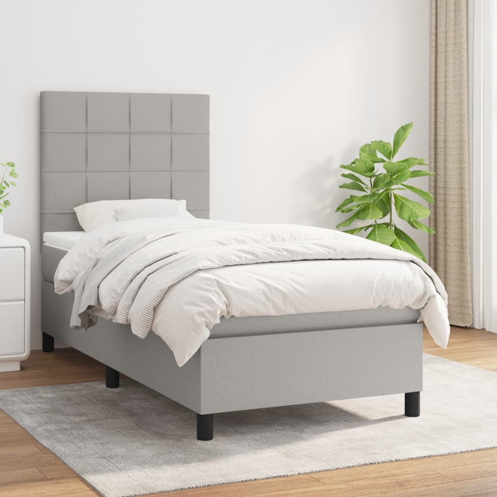 Boxspring met matras stof lichtgrijs 80x200 cm is nu te koop bij PeponiXL, paradijselijk wonen!