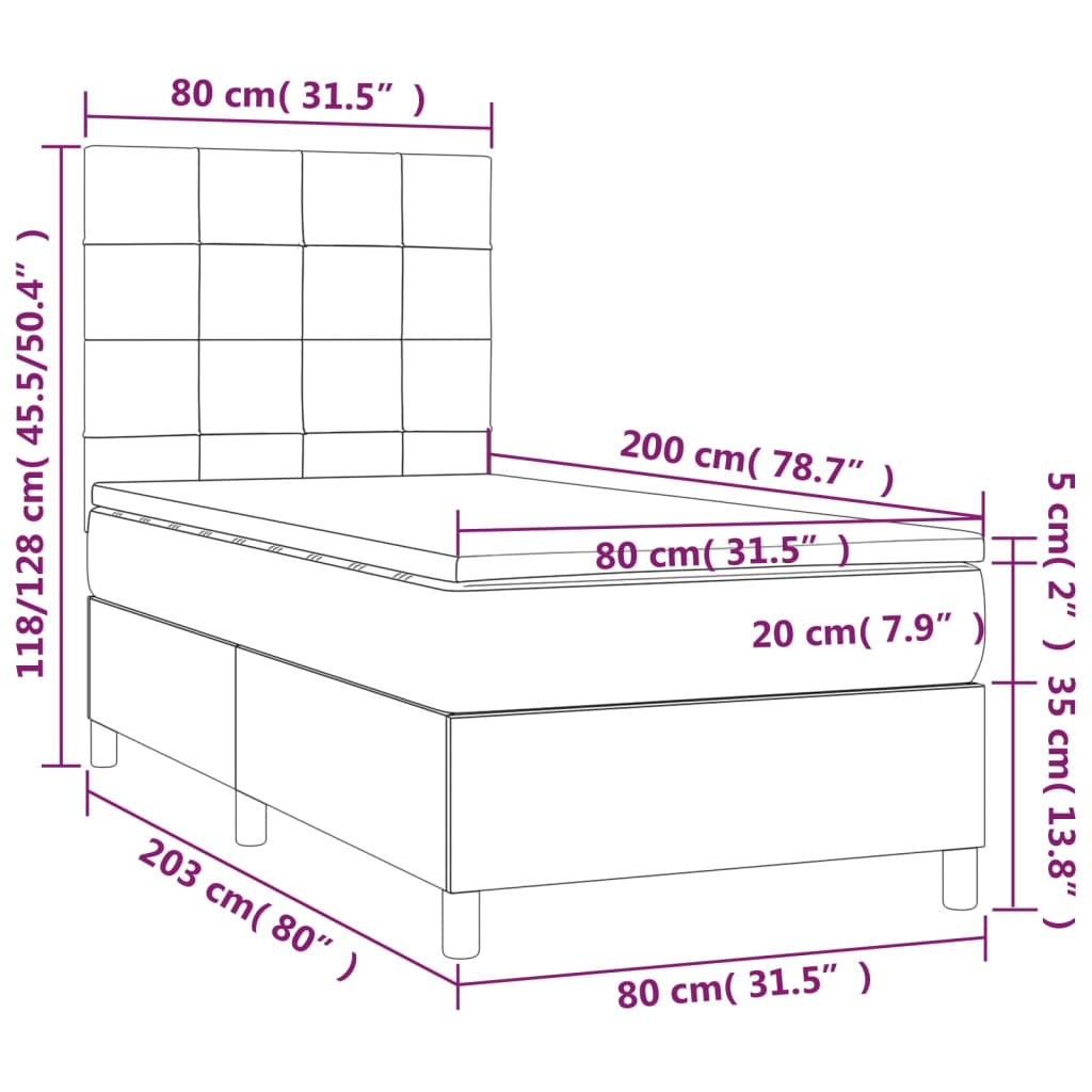 Boxspring met matras stof zwart 80x200 cm is nu te koop bij PeponiXL, paradijselijk wonen!