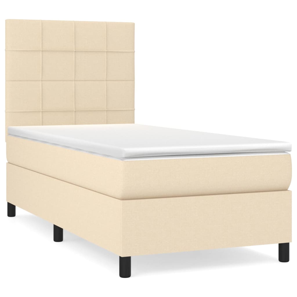 Boxspring met matras stof crèmekleurig 80x200 cm is nu te koop bij PeponiXL, paradijselijk wonen!