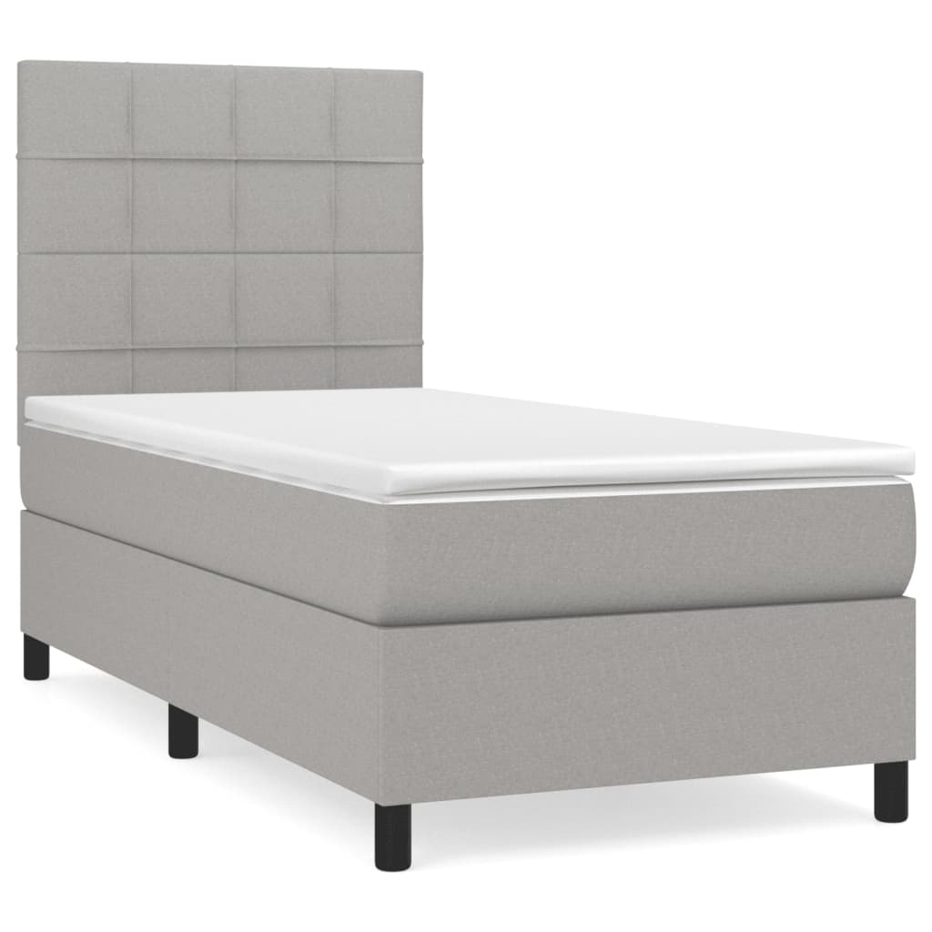 Boxspring met matras stof lichtgrijs 90x190 cm is nu te koop bij PeponiXL, paradijselijk wonen!