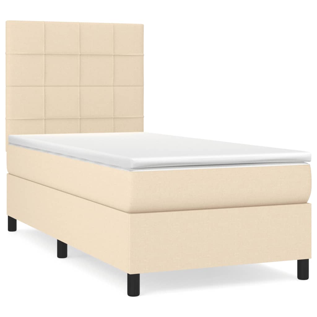 Boxspring met matras stof crèmekleurig 90x190 cm is nu te koop bij PeponiXL, paradijselijk wonen!