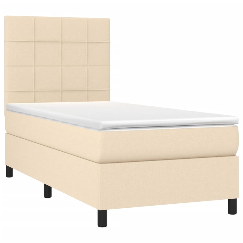 Boxspring met matras stof crèmekleurig 90x190 cm is nu te koop bij PeponiXL, paradijselijk wonen!