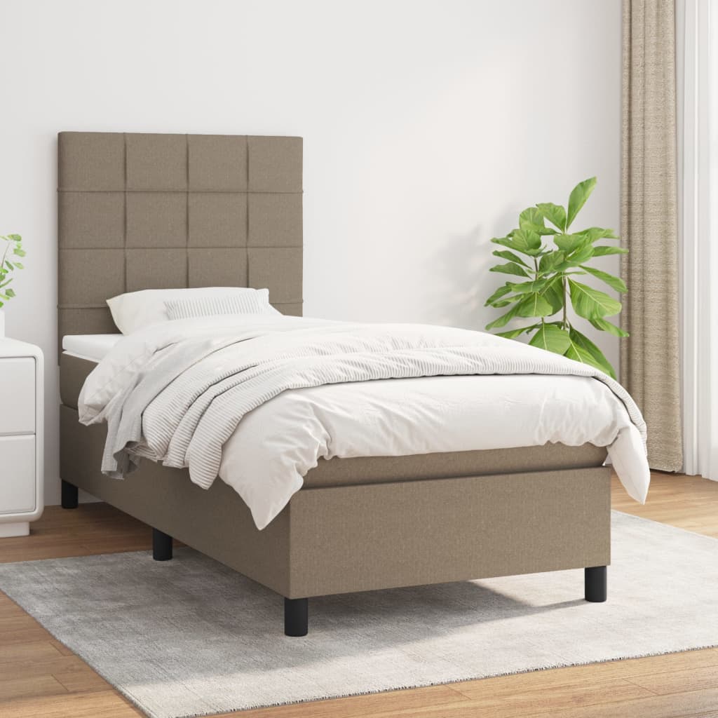 Boxspring met matras stof taupe 100x200 cm is nu te koop bij PeponiXL, paradijselijk wonen!