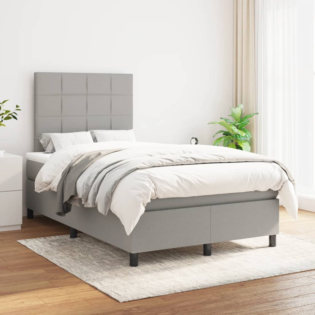 Boxspring met matras stof lichtgrijs 120x200 cm is nu te koop bij PeponiXL, paradijselijk wonen!