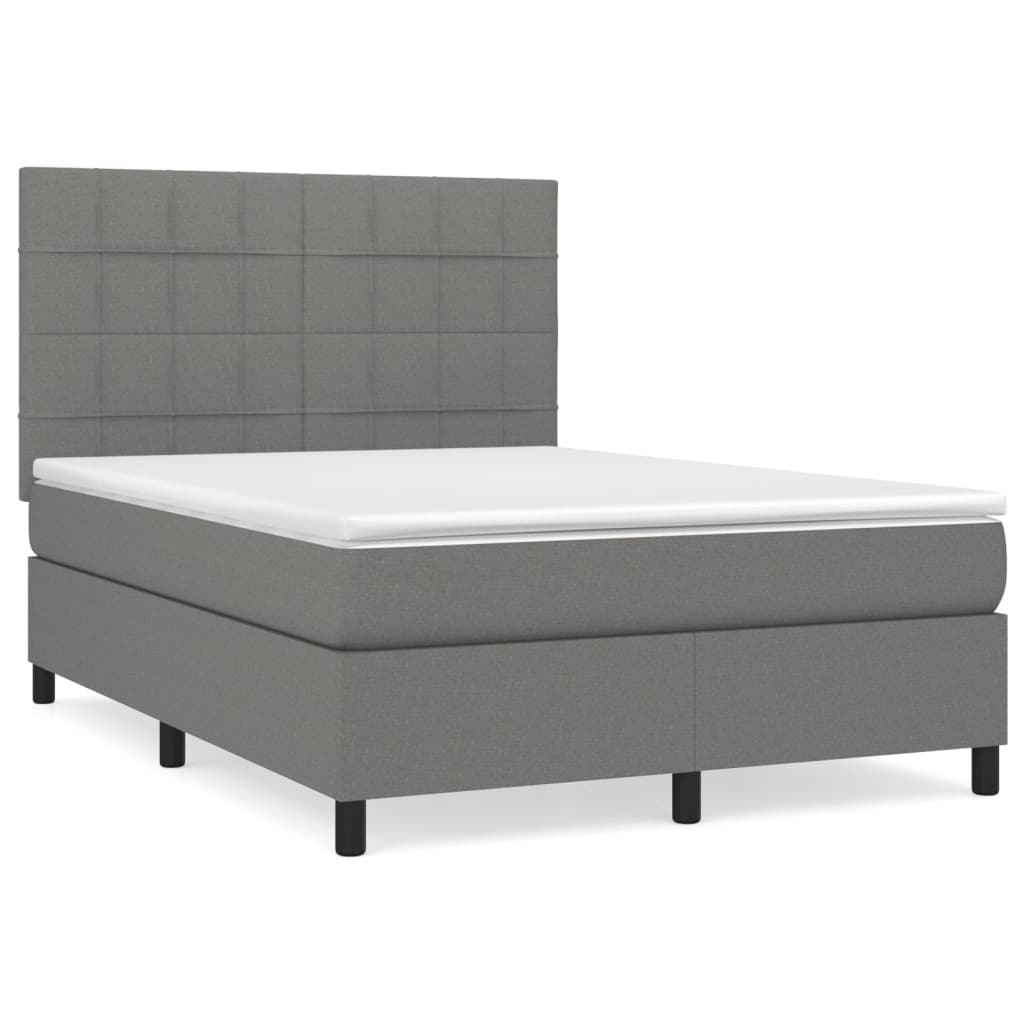 Boxspring met matras stof donkergrijs 140x190 cm is nu te koop bij PeponiXL, paradijselijk wonen!
