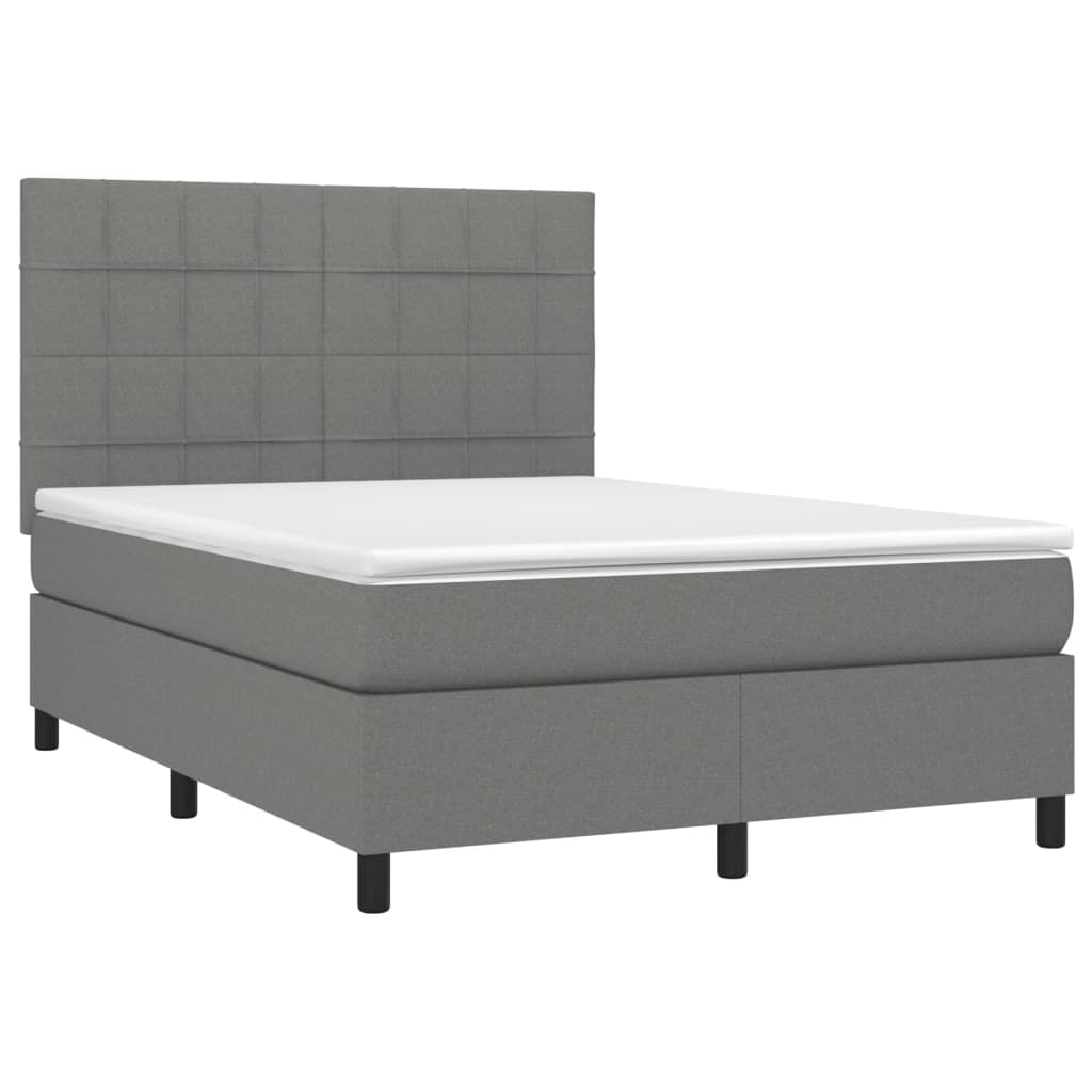 Boxspring met matras stof donkergrijs 140x200 cm is nu te koop bij PeponiXL, paradijselijk wonen!