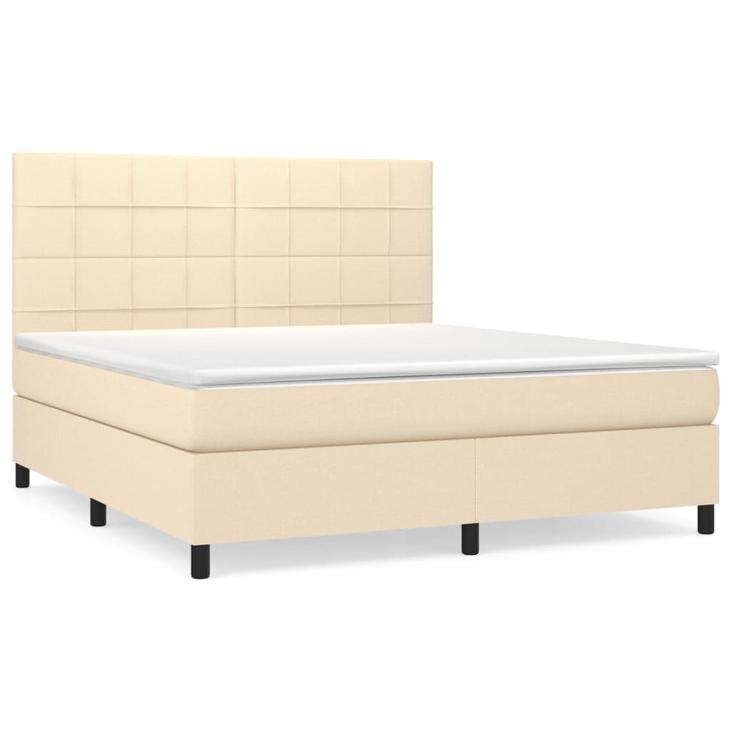 Boxspring met matras stof crèmekleurig 160x200 cm is nu te koop bij PeponiXL, paradijselijk wonen!