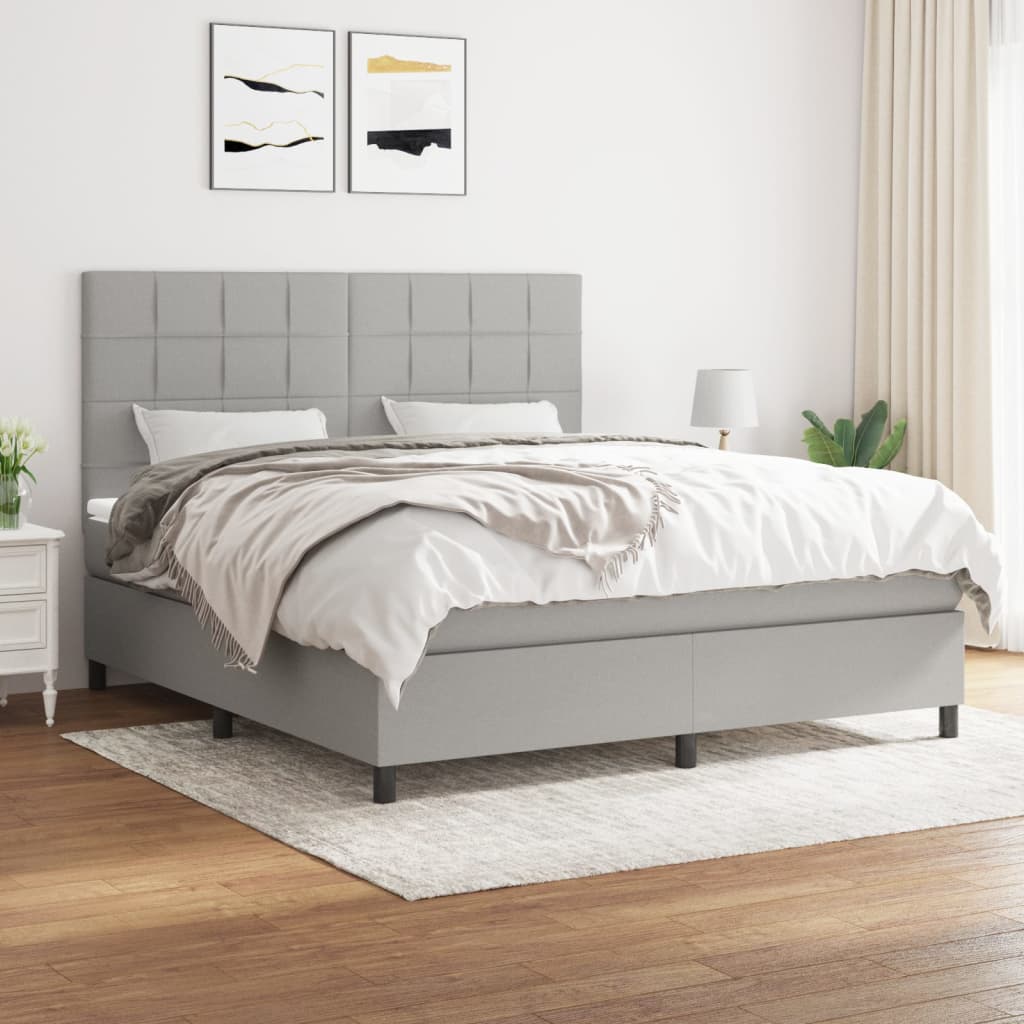 Boxspring met matras stof lichtgrijs 180x200 cm is nu te koop bij PeponiXL, paradijselijk wonen!