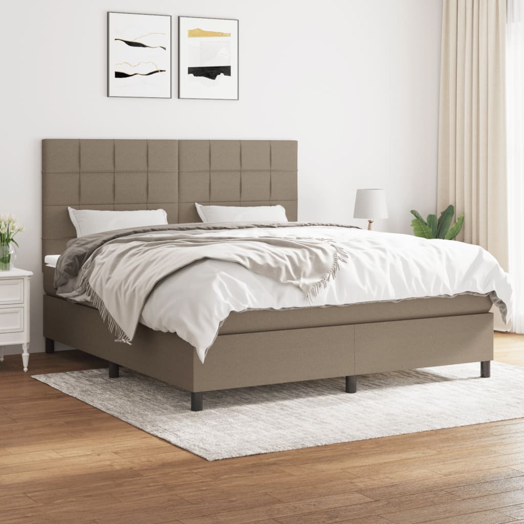 Boxspring met matras stof taupe 180x200 cm is nu te koop bij PeponiXL, paradijselijk wonen!