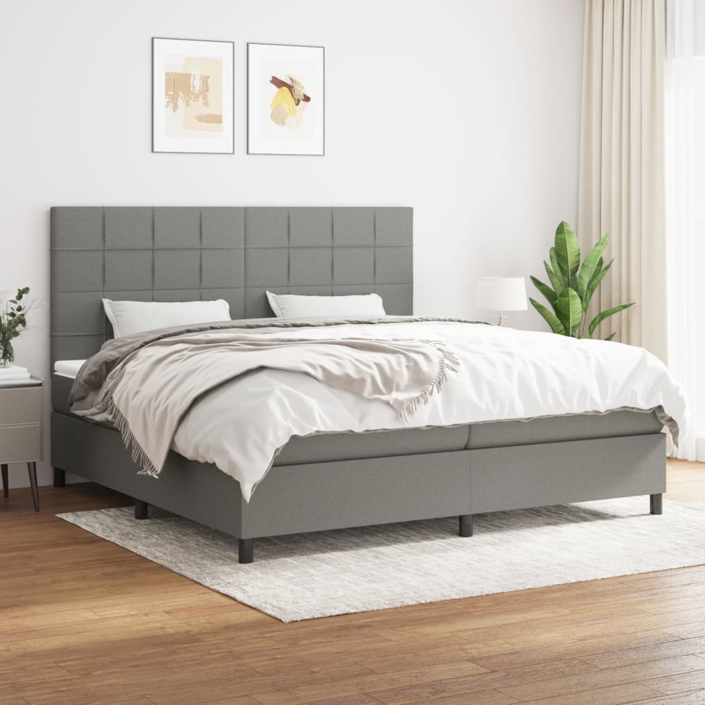 Boxspring met matras stof donkergrijs 200x200 cm is nu te koop bij PeponiXL, paradijselijk wonen!