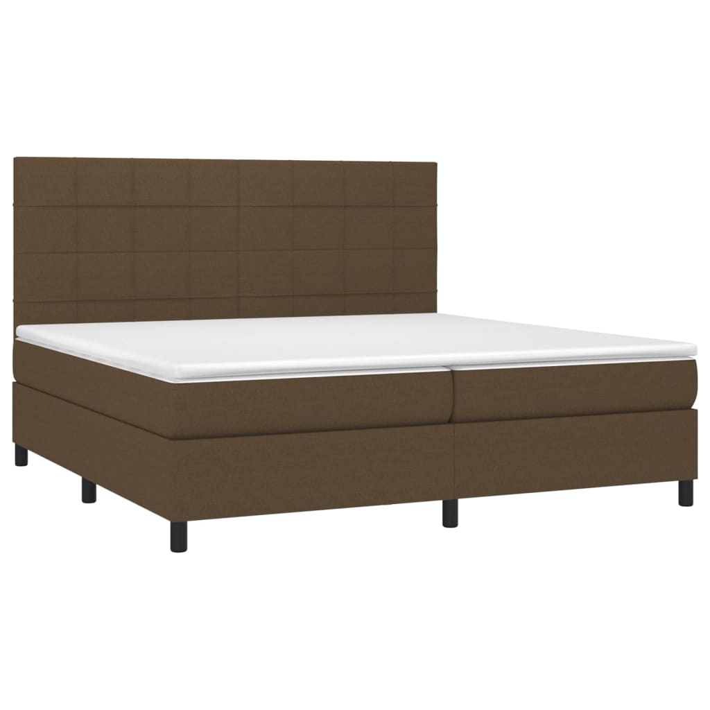 Boxspring met matras stof donkerbruin 200x200 cm is nu te koop bij PeponiXL, paradijselijk wonen!