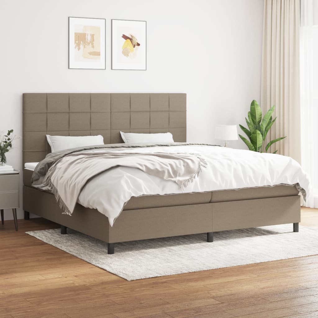 Boxspring met matras stof taupe 200x200 cm is nu te koop bij PeponiXL, paradijselijk wonen!