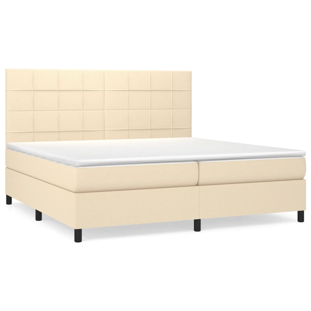 Boxspring met matras stof crèmekleurig 200x200 cm is nu te koop bij PeponiXL, paradijselijk wonen!