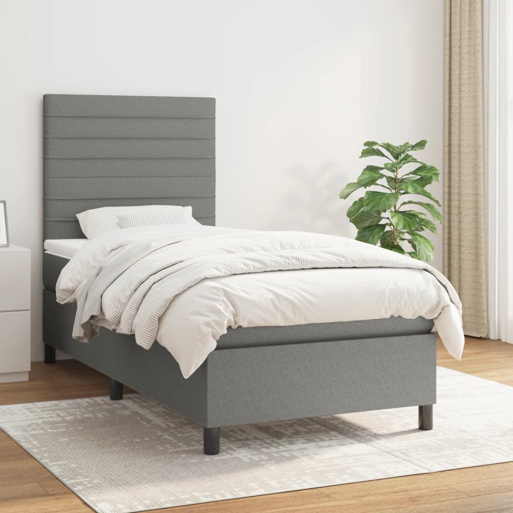 Boxspring met matras stof donkergrijs 80x200 cm is nu te koop bij PeponiXL, paradijselijk wonen!