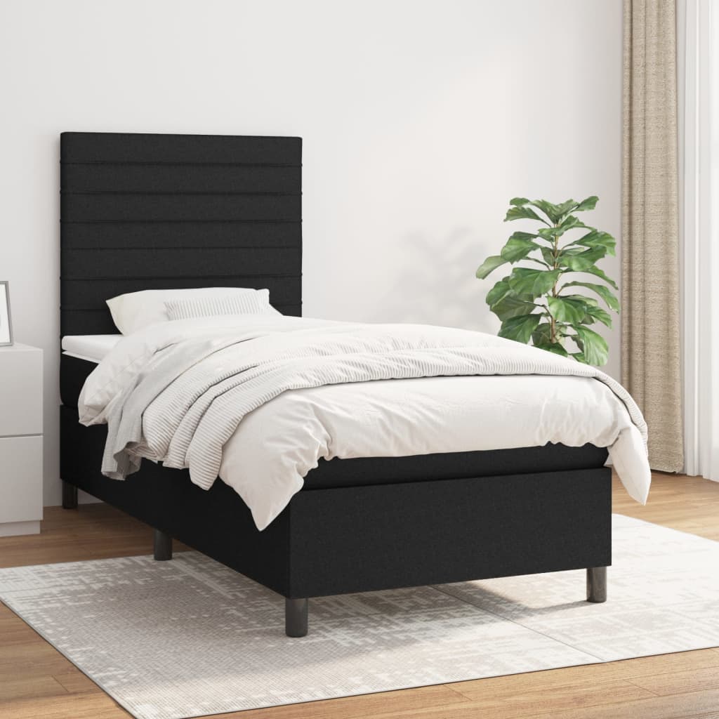 Boxspring met matras stof zwart 80x200 cm is nu te koop bij PeponiXL, paradijselijk wonen!