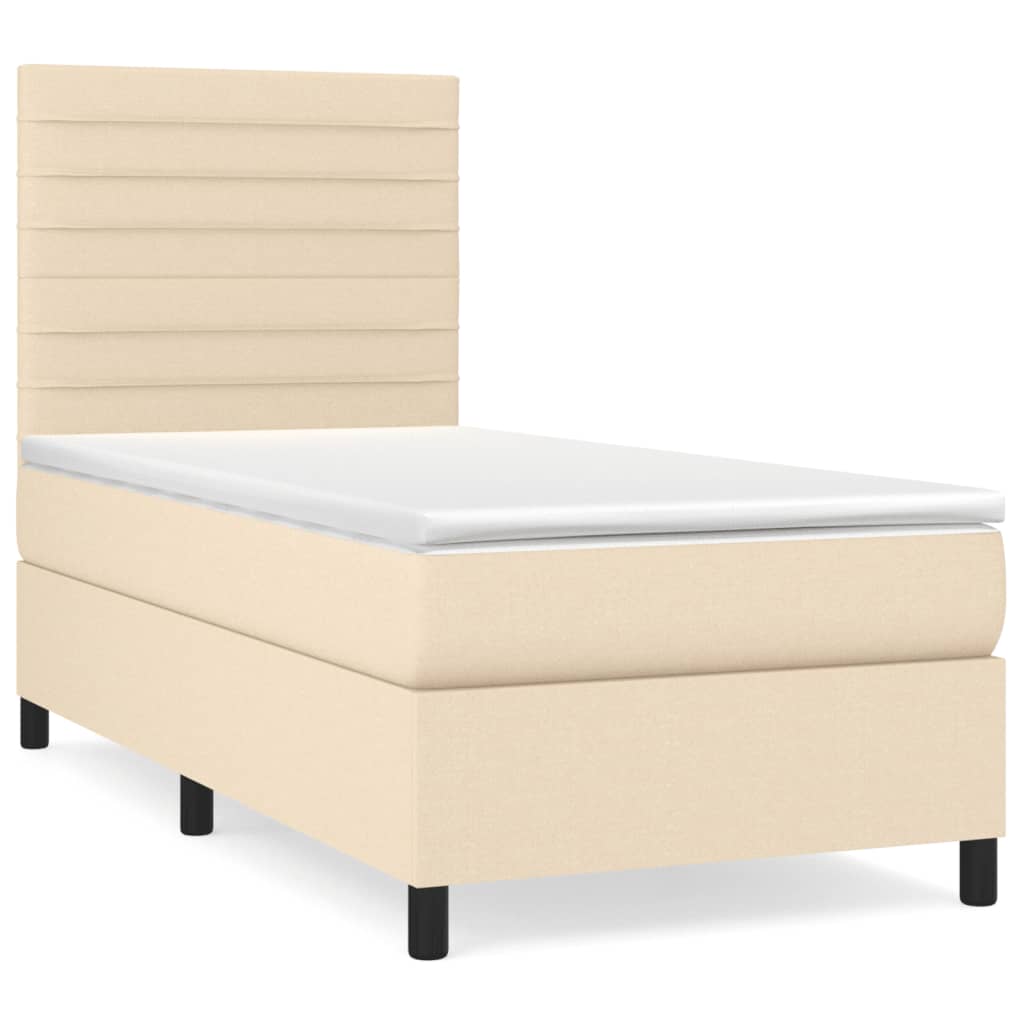 Boxspring met matras stof crèmekleurig 90x190 cm is nu te koop bij PeponiXL, paradijselijk wonen!