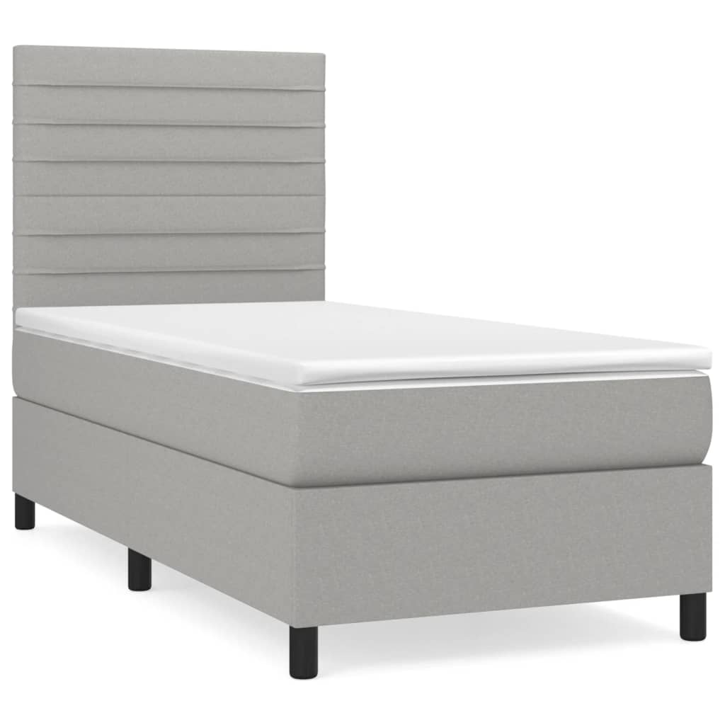 Boxspring met matras stof lichtgrijs 90x200 cm is nu te koop bij PeponiXL, paradijselijk wonen!