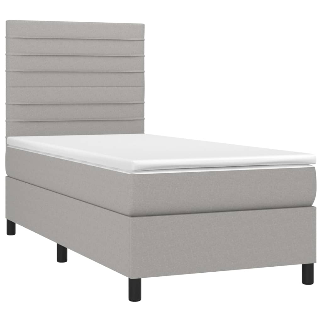 Boxspring met matras stof lichtgrijs 100x200 cm is nu te koop bij PeponiXL, paradijselijk wonen!