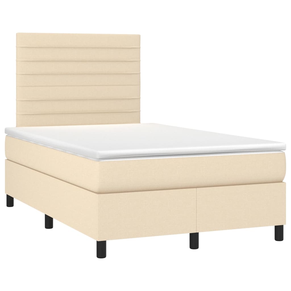 Boxspring met matras stof crèmekleurig 120x200 cm is nu te koop bij PeponiXL, paradijselijk wonen!