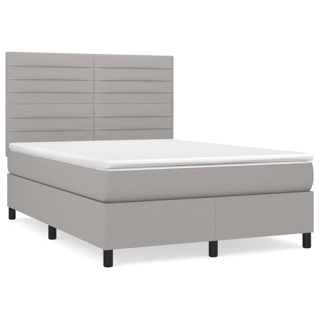 Boxspring met matras stof lichtgrijs 140x190 cm is nu te koop bij PeponiXL, paradijselijk wonen!