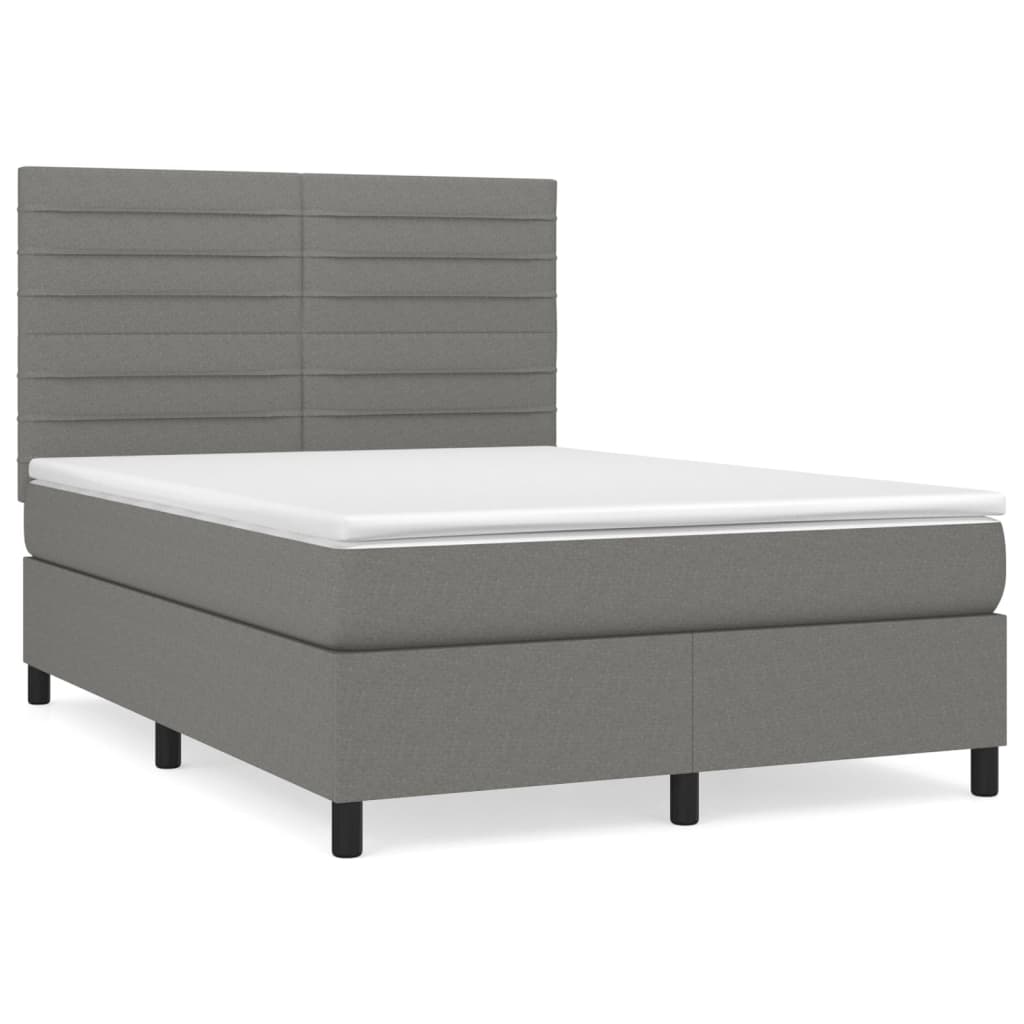 Boxspring met matras stof donkergrijs 140x200 cm is nu te koop bij PeponiXL, paradijselijk wonen!