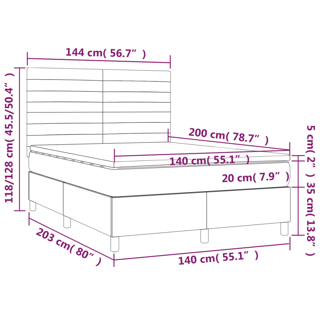 Boxspring met matras stof donkergrijs 140x200 cm is nu te koop bij PeponiXL, paradijselijk wonen!