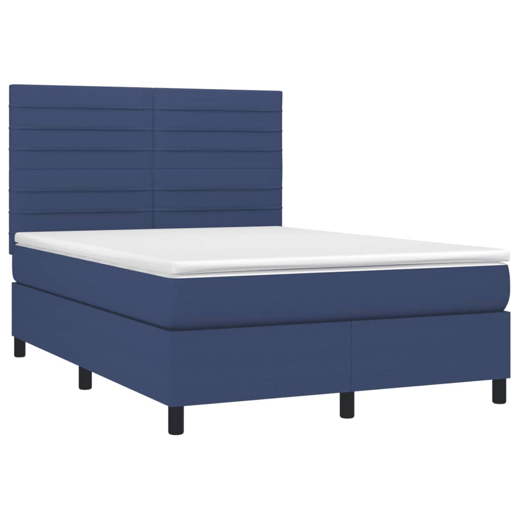 Boxspring met matras stof blauw 140x200 cm is nu te koop bij PeponiXL, paradijselijk wonen!