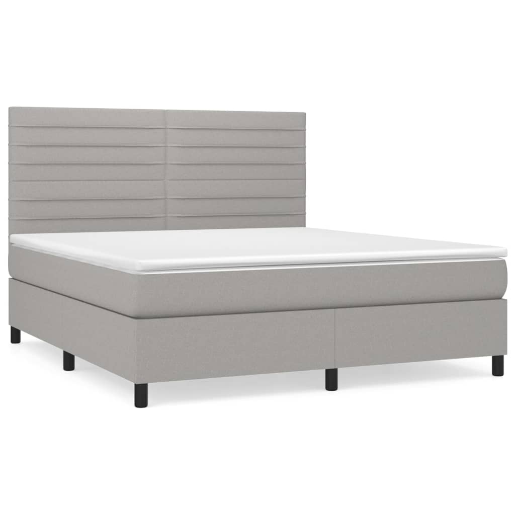 Boxspring met matras stof lichtgrijs 160x200 cm is nu te koop bij PeponiXL, paradijselijk wonen!