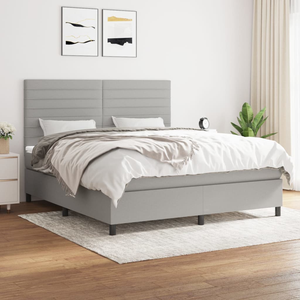 Boxspring met matras stof lichtgrijs 160x200 cm is nu te koop bij PeponiXL, paradijselijk wonen!