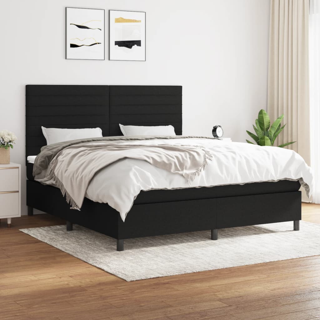 Boxspring met matras stof zwart 160x200 cm is nu te koop bij PeponiXL, paradijselijk wonen!