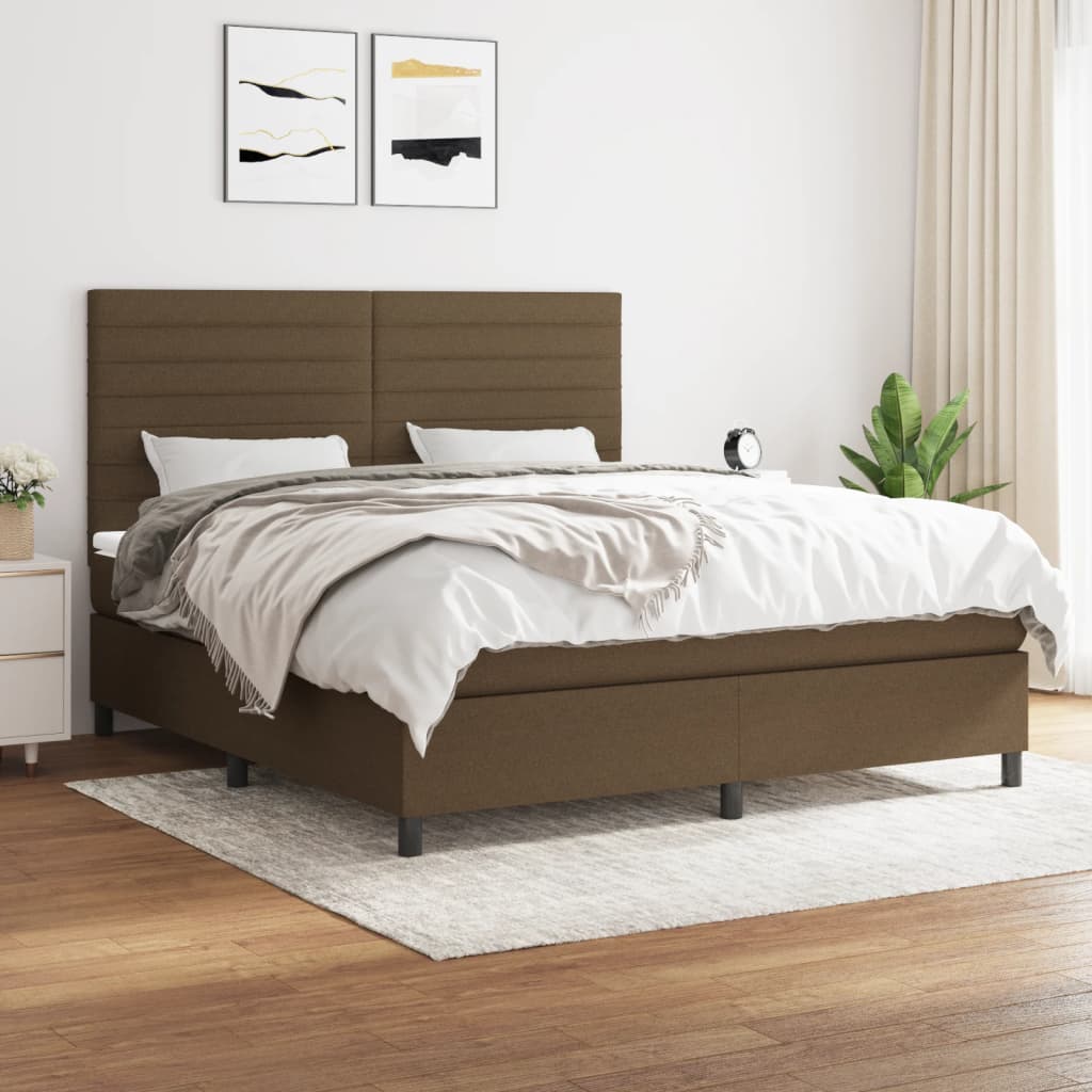 Boxspring met matras stof donkerbruin 160x200 cm is nu te koop bij PeponiXL, paradijselijk wonen!
