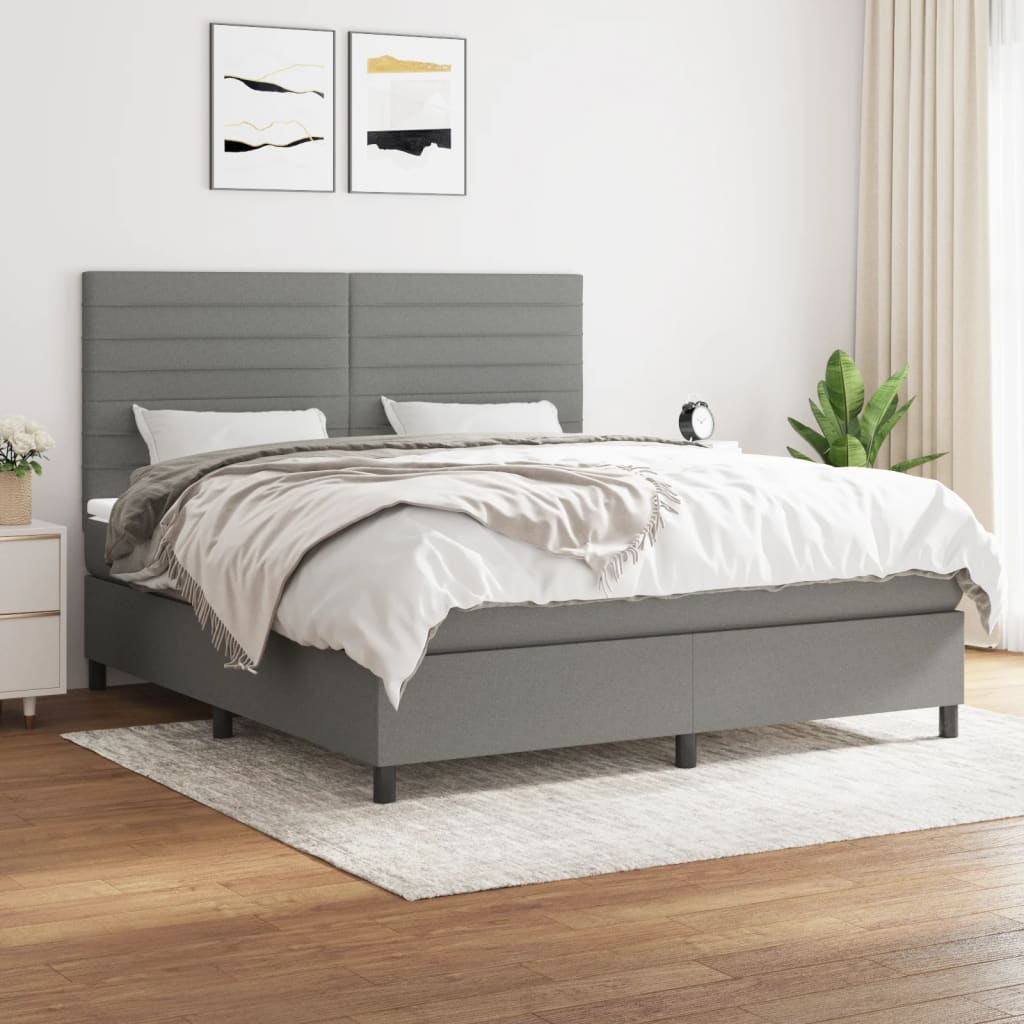 Boxspring met matras stof donkergrijs 180x200 cm is nu te koop bij PeponiXL, paradijselijk wonen!