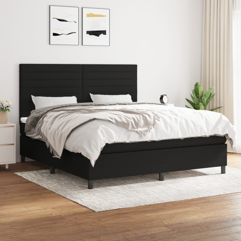 Boxspring met matras stof zwart 180x200 cm is nu te koop bij PeponiXL, paradijselijk wonen!