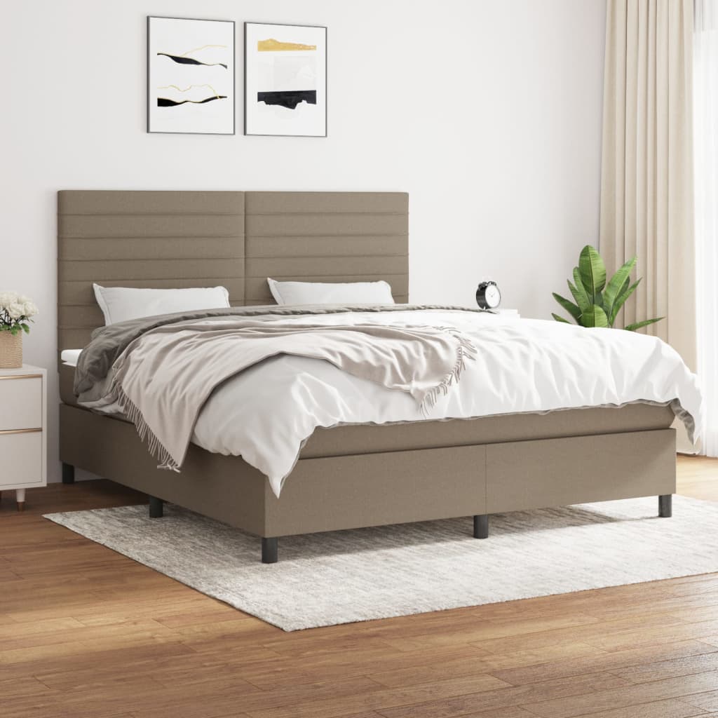 Boxspring met matras stof taupe 180x200 cm is nu te koop bij PeponiXL, paradijselijk wonen!