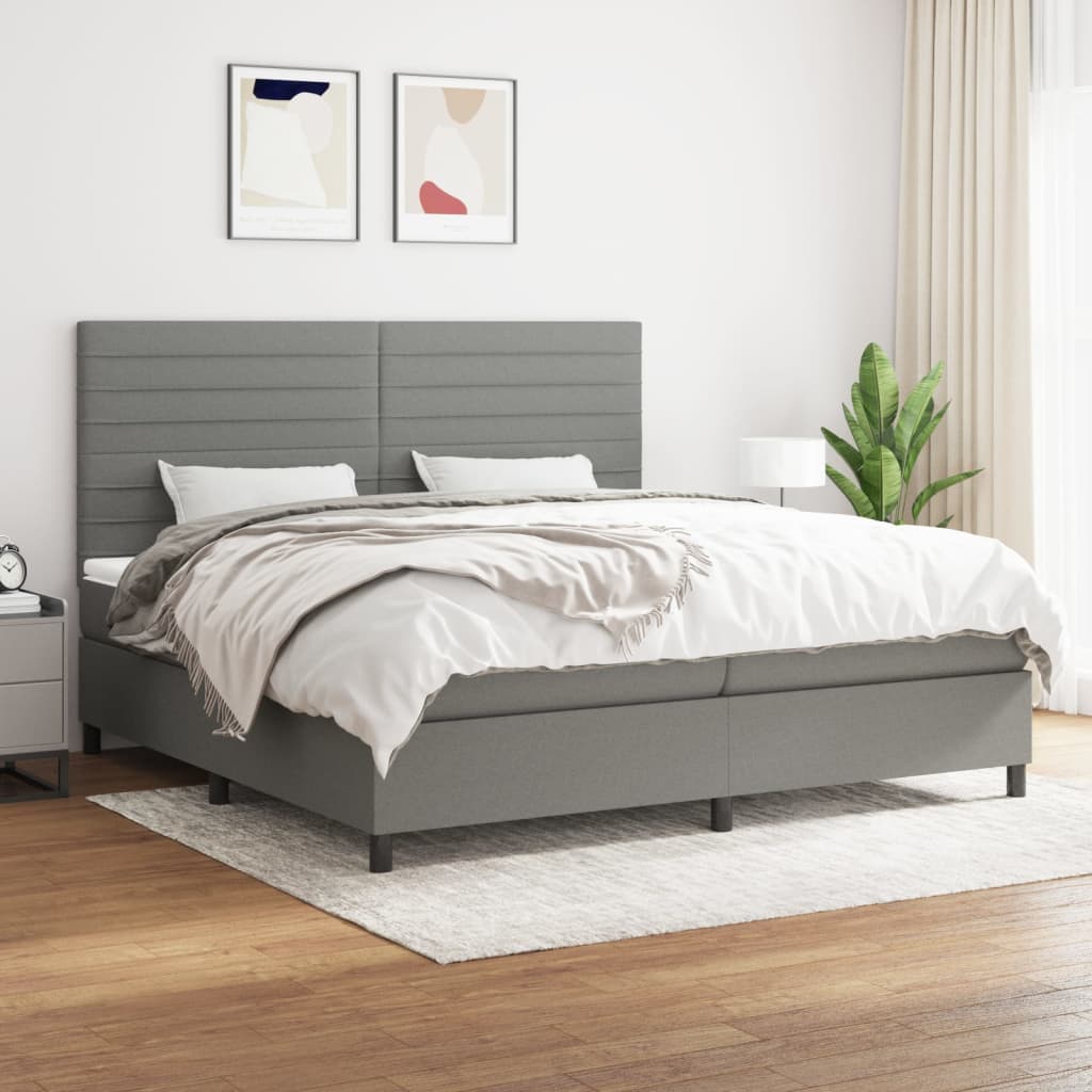 Boxspring met matras stof donkergrijs 200x200 cm is nu te koop bij PeponiXL, paradijselijk wonen!