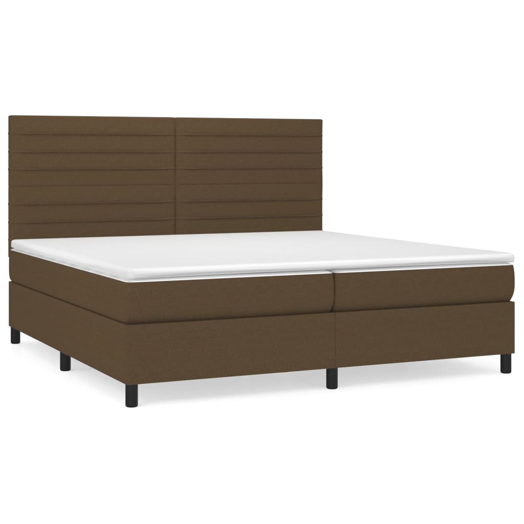 Boxspring met matras stof donkerbruin 200x200 cm is nu te koop bij PeponiXL, paradijselijk wonen!