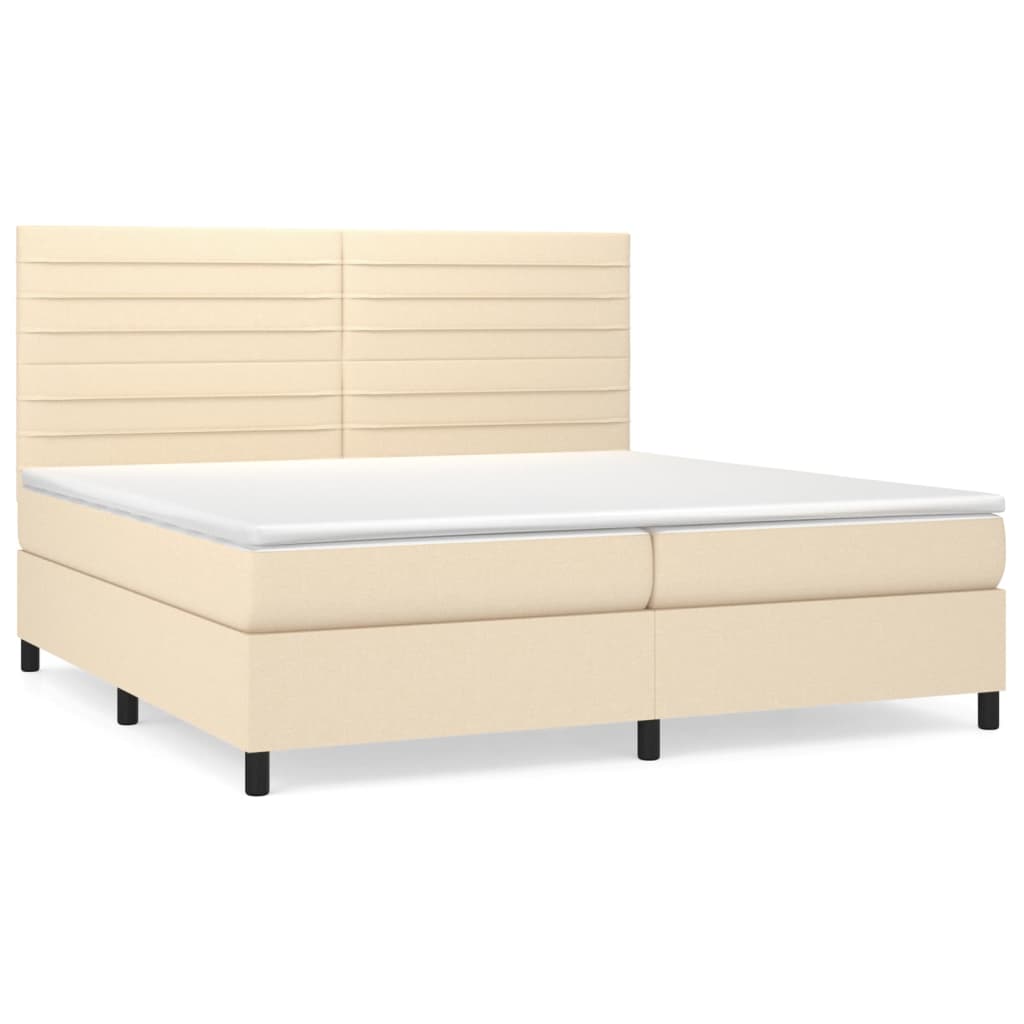 Boxspring met matras stof crèmekleurig 200x200 cm is nu te koop bij PeponiXL, paradijselijk wonen!