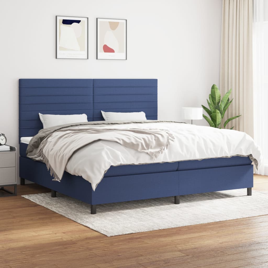 Boxspring met matras stof blauw 200x200 cm is nu te koop bij PeponiXL, paradijselijk wonen!