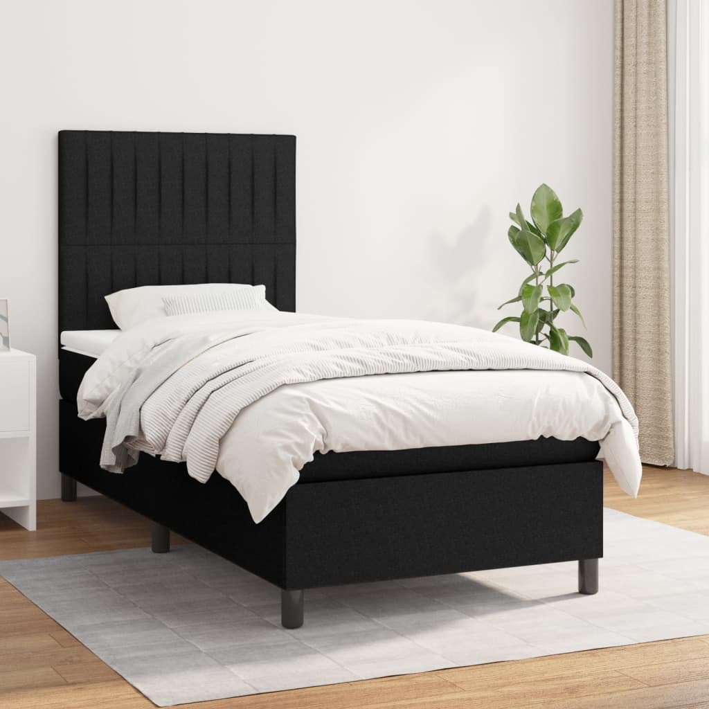 Boxspring met matras stof zwart 80x200 cm is nu te koop bij PeponiXL, paradijselijk wonen!