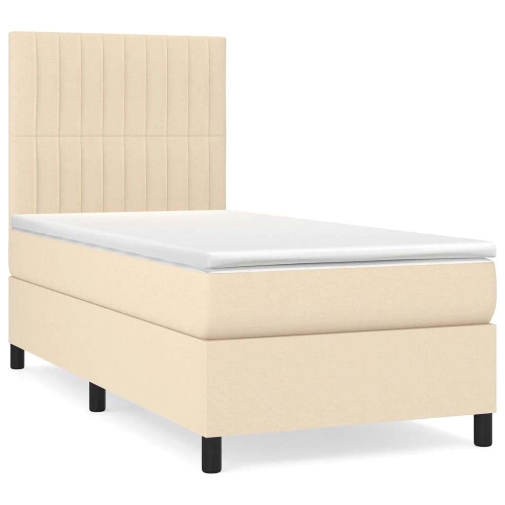 Boxspring met matras stof crèmekleurig 90x190 cm is nu te koop bij PeponiXL, paradijselijk wonen!