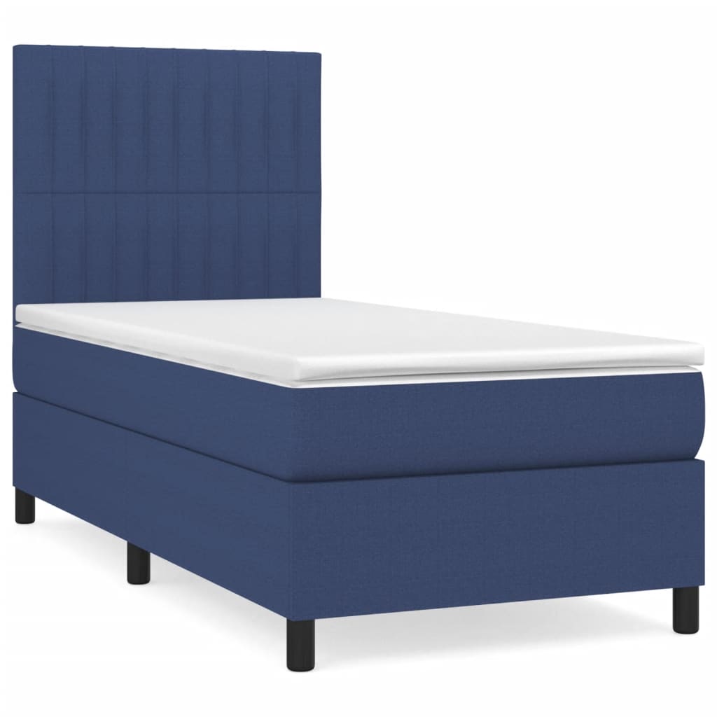 Boxspring met matras stof blauw 90x190 cm is nu te koop bij PeponiXL, paradijselijk wonen!