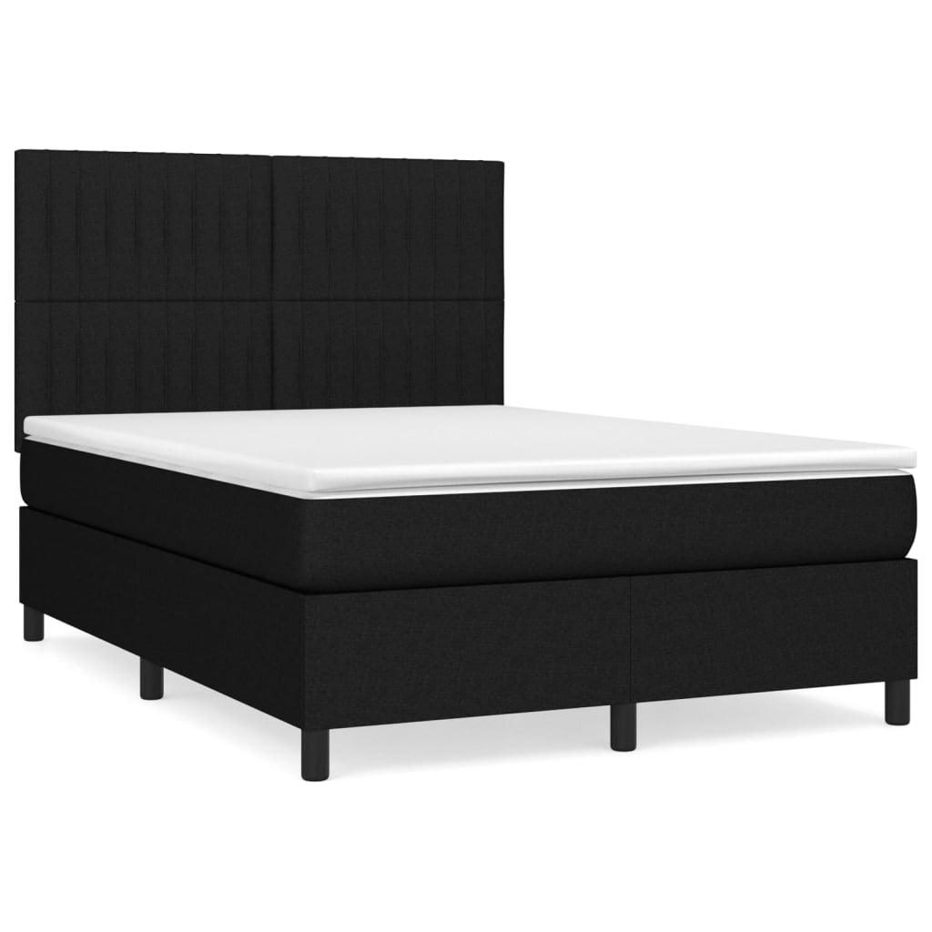Boxspring met matras stof zwart 140x200 cm is nu te koop bij PeponiXL, paradijselijk wonen!