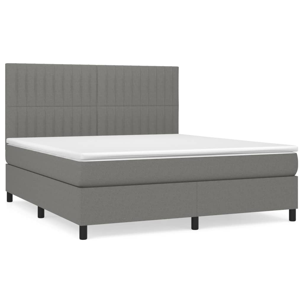 Boxspring met matras stof donkergrijs 160x200 cm is nu te koop bij PeponiXL, paradijselijk wonen!